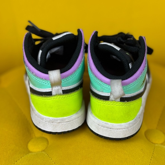 Nike Air Jordan 1 Mid TD Size 9C Pastel Black Volt Green Glow shoes. - Picture 5 of 8